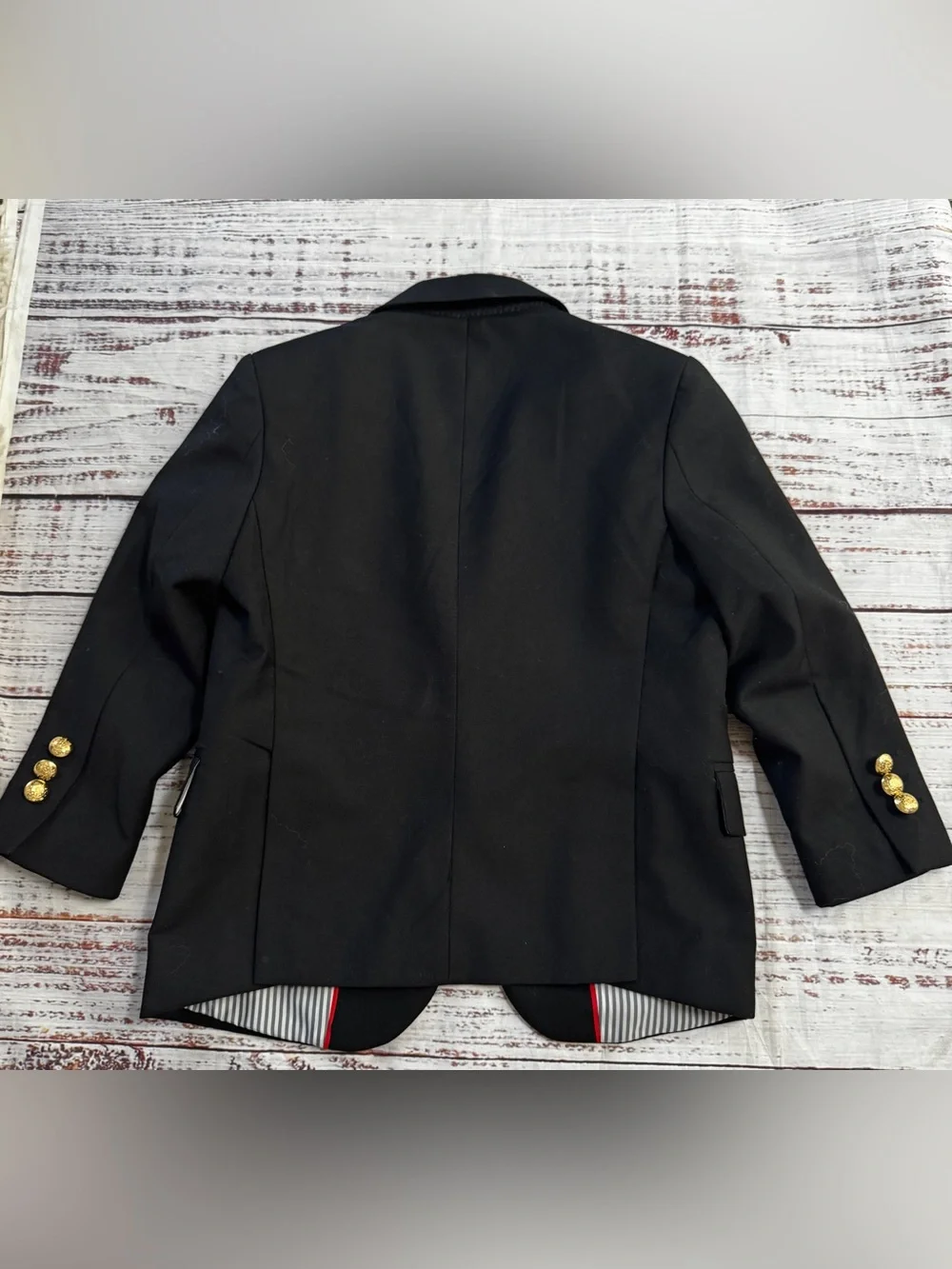 Boys Size 6 Black Formal Blazer Gold Button Dress Jacket
